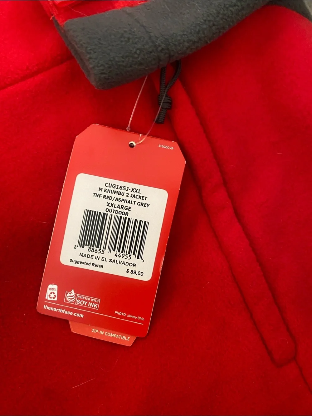 The North Face Men's khumbu 2 Red Full-Zip Fleece Jacket NWT 2XL